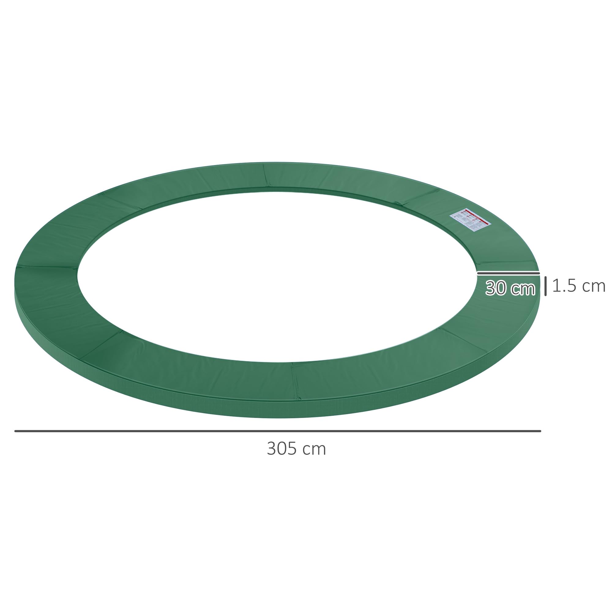 HOMCOM Copertura Tappeto Elastico Ø305x1.5 cm Pieghevole e Portatile, Protezione Trampolino da Giardino Impermeabile in Plastica, PE e Schiuma EPE, Anti UV, Verde