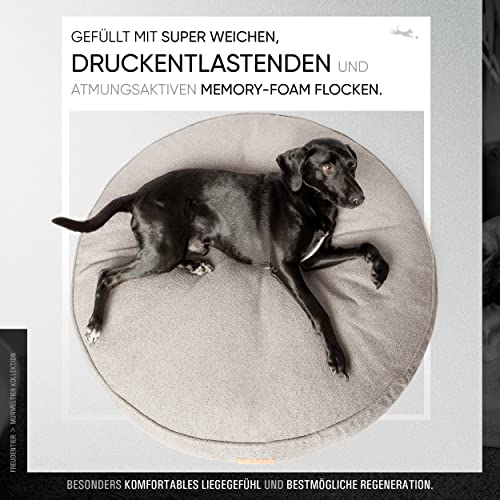FREUDENTIER Hundekissen XXL rund - Ergonomisches Hundebett Waschbar - Kuschelweicher Hundekorb - Made in EU - Hundekissen Grosse Hunde & Hundebett mittelgroße Hunde (dunkelgrau, 100cm)