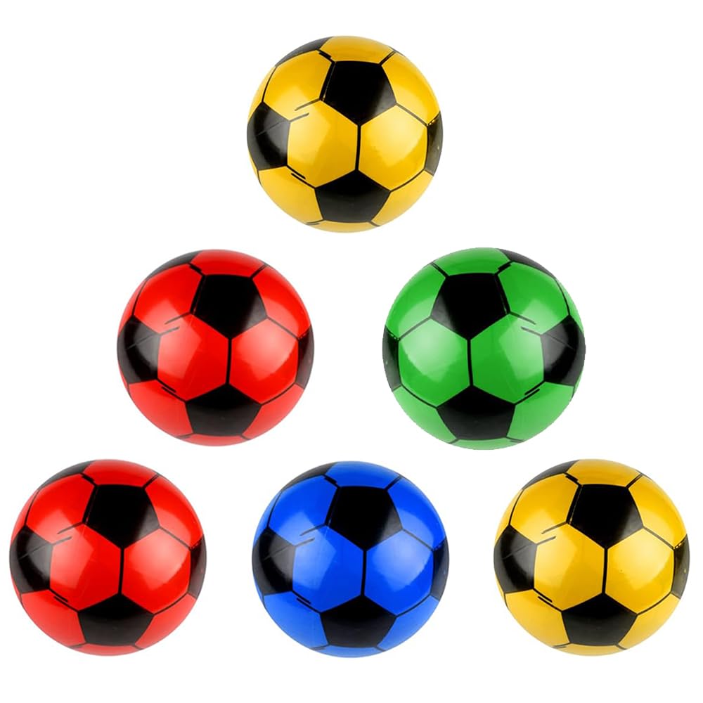 ZINNIAUK 6 x PVC Plastic Footballs in Assorted Colours | Lightweight Soft Play Balls for Kids | Safe Indoor & Outdoor Fun for Garden Games, Beach Days, School Sports & Everyday Active Play
