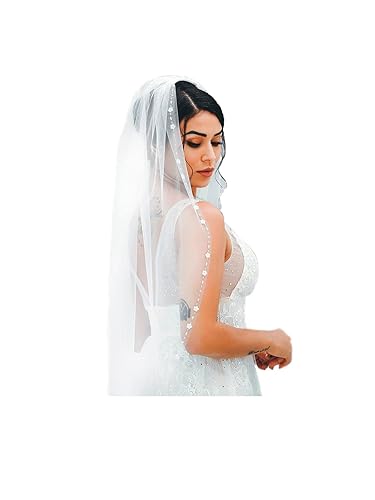 Unicra Velo de novia de boda con peine, velos de tul nupciales, accesorios para el cabello de boda para novias, Marfil