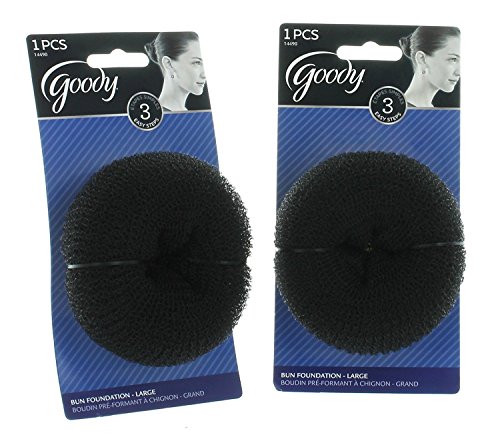 Lot of 2 Goody Large Bun Foundation Black Donut Style Hair Accessory