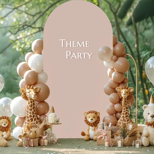 Image of Nude Arch Backdrop Cover 6.6FT Spandex Fitted Wedding Arch Stand Covers Round Top Chiara Arch Covers Stretchy Backdrop Cover for Birthday Party Ceremony Banquet Decoration