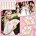 Vercraft 25 Sets Pink Flower Hand Folding Fans with Organza Bags Bulk, Guests Pink Floral Paper Fans Wedding Favors Decorations for Bridal Shower Garden Wedding Bridesmaid Party Gift