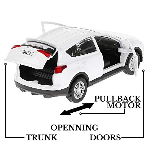 Diecast Toy Car Toyota RAV4 1/36 Scale Metal Model - White Сompact Сrossover SUV Russian Die Cast Toy Cars
