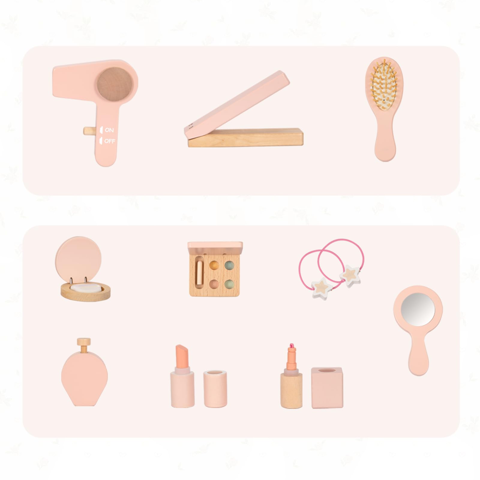 OOOK Schminktisch Kinder, Kinderschminktisch mit Hocker und Spiegel, Mädchen Frisiertisch aus Holz, Kinder Schminktisch für Mädchen ab 3 Jahre, Rosa