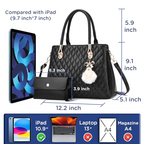 I IHAYNER Womens Leather Handbags Purses Top-handle Totes Satchel Shoulder Bag for Ladies with Pompon3