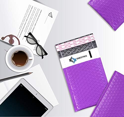 KKBESTPACK Poly Bubble Mailers 4x8 Inch Self Seal Padded Envelopes #000 Purple, Pack of 50 (ZZ47P)