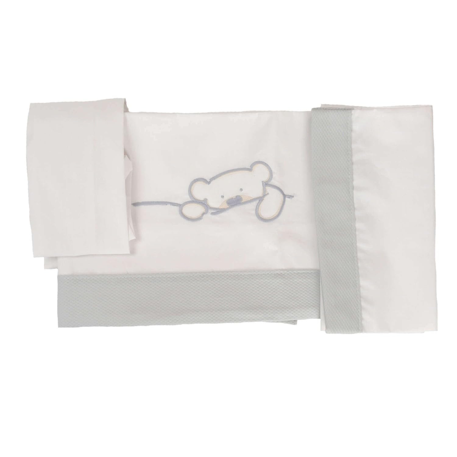 Babyline Sábana Bebé Algodón Orgánico + Bajera Ajustable + Almohada. Bordada. 100% Algodón, Hipoalergénica, Suave, Hilatura Premium. (Sweet Bear, Maxicuna 70x140) | Algodón Orgánico.