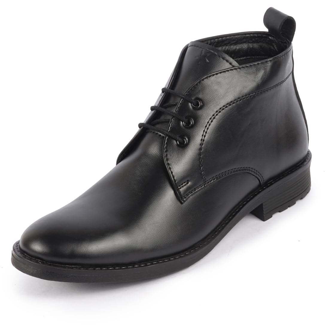 FAUSTO Men's Genuine Leather Broad Feet Mid Top Chukka Lace Up Boots with TPR Welted Sole
