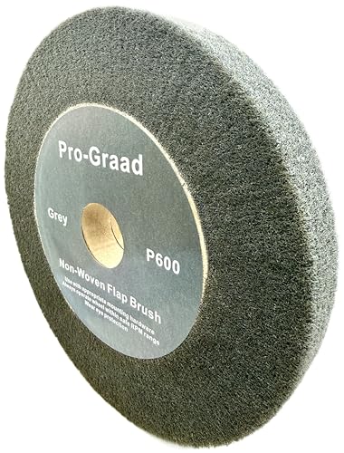 Image of 8 inch x 1 inch Grey 600 Grit Non-Woven Bench Grinder Polishing Burnishing Satin Finishing Flap Brush Wheel for Aluminum Copper Metal Golf Club Refurbishing, Compatible for 1 /2 inch, 5 /8 inch, 3 /4 inch Arbor