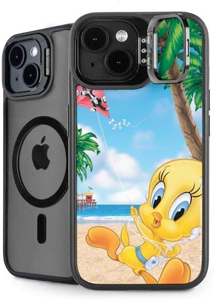 Skinit Kickstand Phone Case Compatible with iPhone 15 - Officially Licensed Looney Tunes Tweety Bird iPod Design