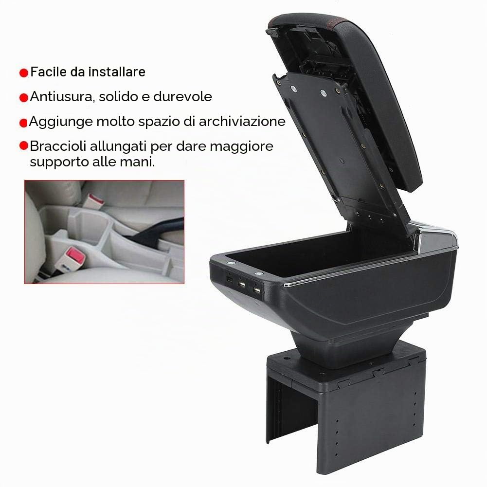 Aramox Console Centrale Universale, Retrattile Regolabile Bracciolo Auto Universale con USB 8.27 X 7.28 X 4.7in