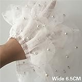 Material: Chiffon HUIJUNWENTI 6.5cm Breit, Tulle Weiß 3D-Spitze-Brautapplikationen Glitter Perlen Rüsche-Ordnungs-Hochzeitskleid Kleidung Nähen Guipure Supplies