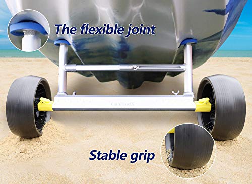 GanFindX Quick-Detachable Lightweight Aluminum Kayak Cart, Width and Height Adjustable Canoe Trolley with Widebody No-Flat Tires, Suitable for Kinds of Kayaks and Canoe with Plug Holes - Thumbnail 3