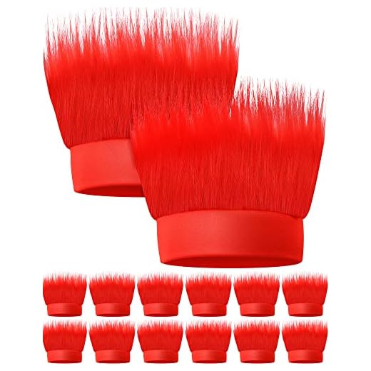 Taiyin 12 Pieces Hairy Costume Headband Troll Hair Headband Crazy Hair Costume Accessory for Halloween Cosplay Party Supplies(Red)