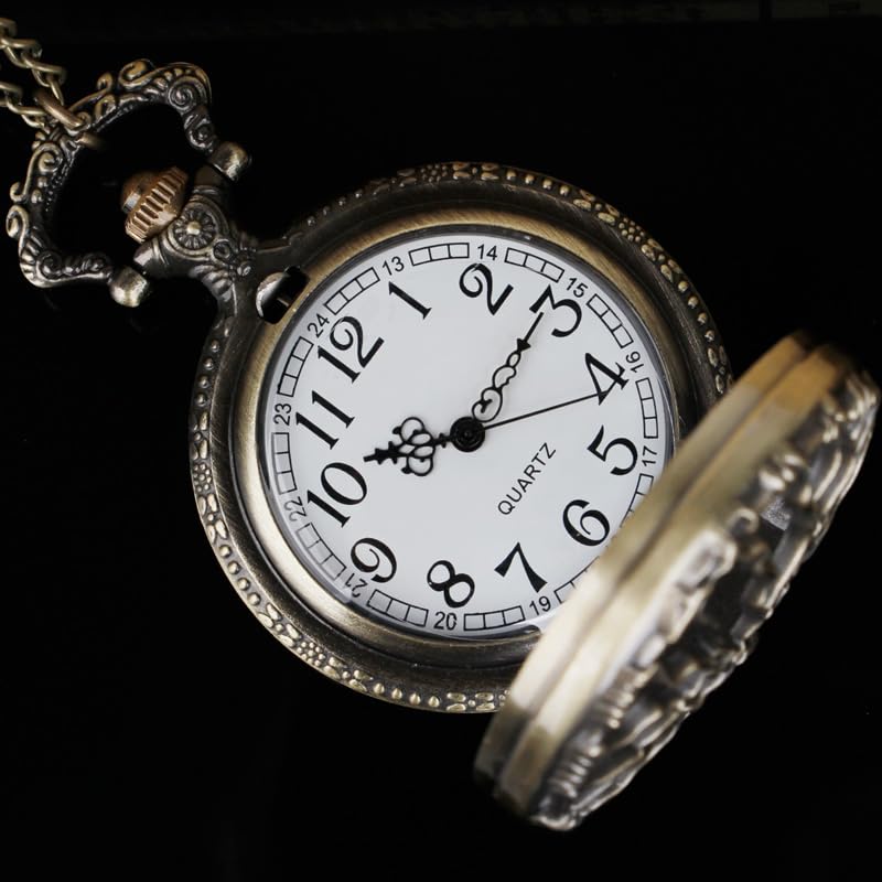 Image of Tiong Pocket Watch Hollow Tree of Life Design Roman Numerals Engraved Bible Verse Quartz Pocket Watch with Chain Custom Pocket Watch Birthday Gifts