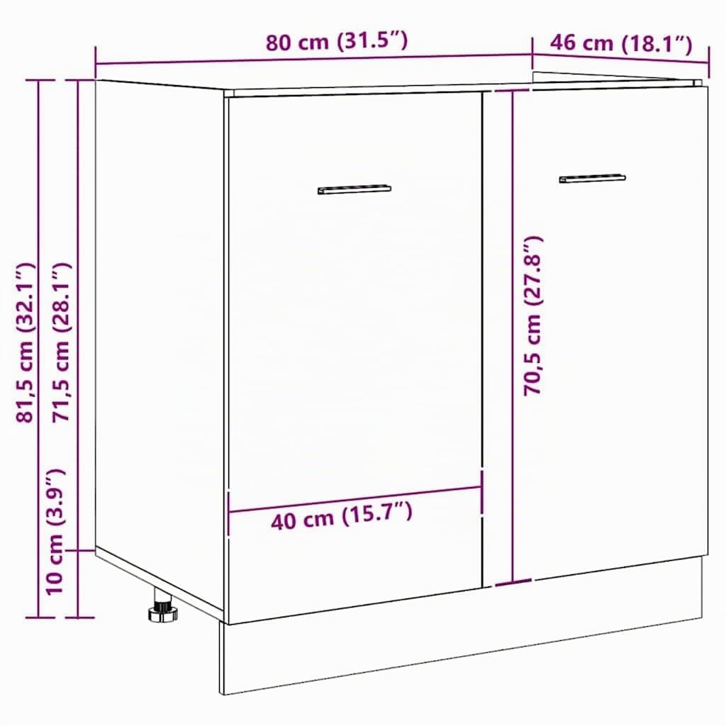 vidaXL Mueble bajo Fregadero Lyon Roble Artesanal 80x46x81,5 cm Madera de ingeniería