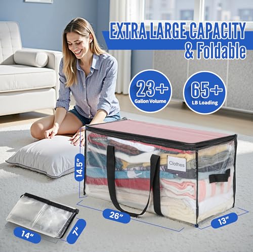 Image of BAGAIL Heavy Duty Moving Bags with Strong Handle, Extra Large Moving Boxes, Storage Tote for Clothes, College Moving Supplies(Clear, 10 Pack)