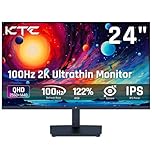KTC 24 Inch QHD Monitor, 2K@100Hz Flat IPS 1440P Monitor with Ultra Thin Bazels, Anti-Blue Light, HDR10, 122% sRGB, 99% DCI-P3, 300 Nits, 5ms MPRT, VESA 100x100, Adaptive Sync for Working and Gaming