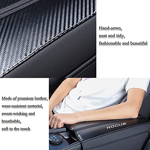 XITER with Rogue Logo 1PC Leather Center Console Armrest Cover with Side Pockets for Nissan Rogue 2021 2022 2023 2024 2025 2026 Accessories(Black Stitches) by XITER - Image 5