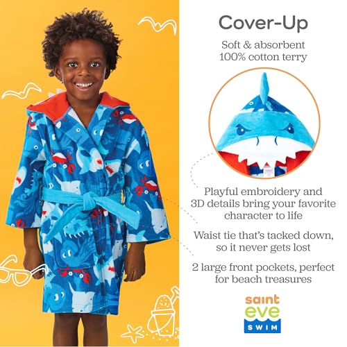 Saint Eve Kids Hooded Terry Swim and Beach Cover Up Robe for Boys and Girls4