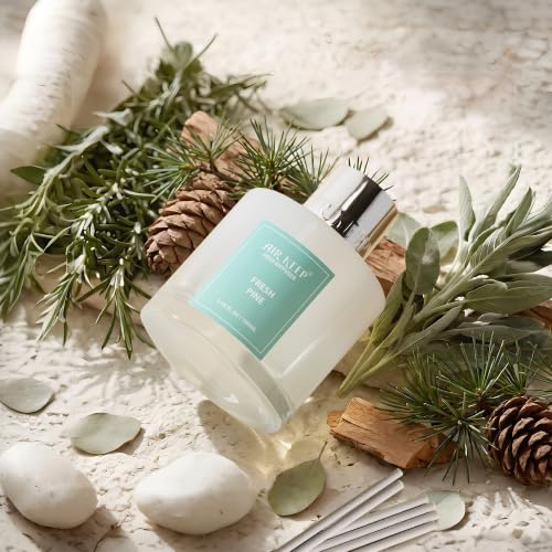 Image of Airkeep Reed Diffuser Set,3.38 fl oz (100 ml) - Fresh Pine Oil Diffusers with 8 Reed Sticks, Home Fragrance Reed Diffuser for Bathroom Shelf Decor