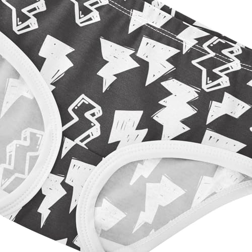 Little Girl Underwear Toddler Panties Kids Undies Black and White Lightning Soft Cotton Briefs 2T-8Y4