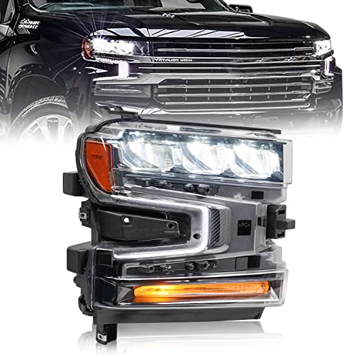 Archaic LED DRL Headlight Assembly Replacement Compatible with Chevy Silverado 1500 Pickup Truck LT/LT Trail Boss/LTZ 1500 2019 2020 2021, LED DRL Head Lamp Plug & Play 84621851(Passenger Side)