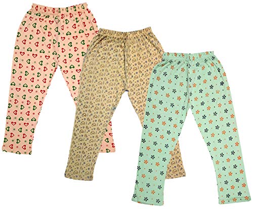 Image of IndiWeaves Girls Printed Cotton Capri Pants for Summer (Green,Beige,Peach, 6-7 Years) Pack of 3