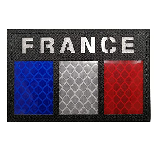 Patch réfléchissant drapeau de la France - Tactique militaire - Infrarouge infrarouge - Patch à coudre pour vêtements, sac à dos, brassard, chapeaux,...