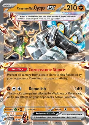 Pokemon - Cornerstone Mask Ogerpon ex 058/131 – Prismatic Evolutions – Double Rare – Foil Single Card