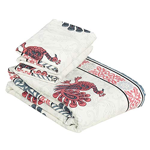 Image of Story@Home Pandora Collection 152 TC 100% Cotton Double Bedsheet with 2 Pillow Covers (90 X 108 Inch, White & Pink)