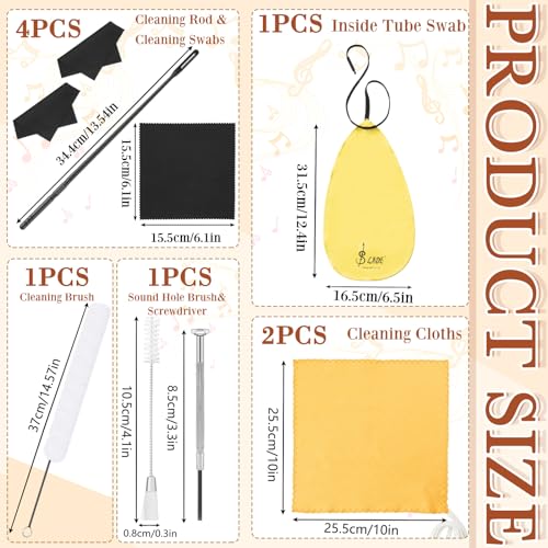 Vesici 40 Pcs Flute Cleaning Accessories All in 1 Flute Cleaner Maintenance Kit Care Kit with Brush Cleaning Rod Swab Plugs Thumb Rest Cushion(Yellow) - Thumbnail 2