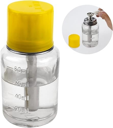 GYOTUU Botella de vidrio transparente de 3.7 fl oz, botella dispensadora profesional de vidrio transparente con tapa abatible y básculas de medición