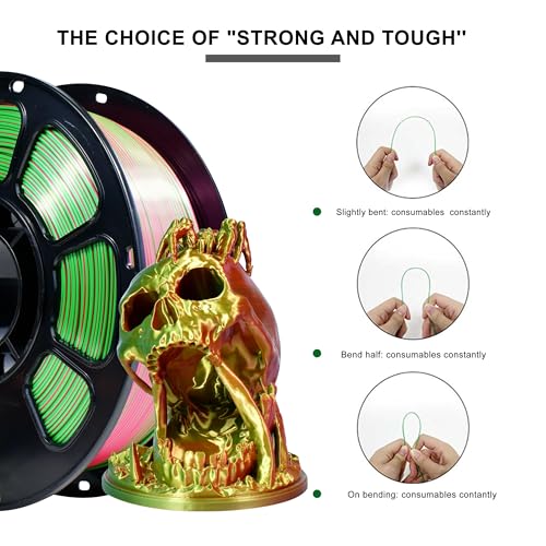 Image of iBOSS Silk Rose Gold Green PLA Plus Filament, Shiny Silk PLA+ 3D Filament, 1kg 3D Printer PLA PRO Filament 1.75mm + / -0.02mm,Suitable for Most FDM Printers (Silk Rose Gold Green)