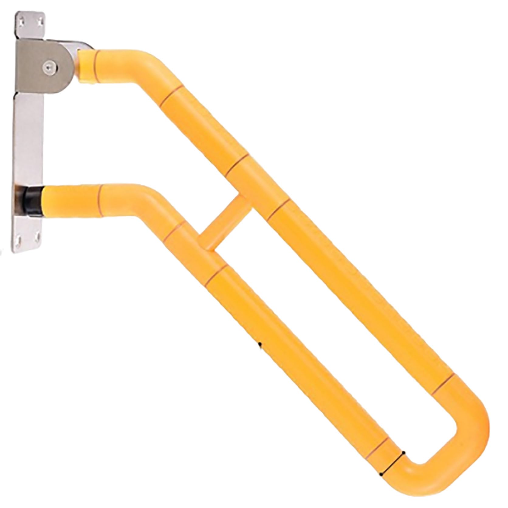 Supporto da parete pieghevole a forma di U per gradini – Barra di sostegno resistente, bracciolo ribaltabile per giardino, terrazza, garage, 65 cm, giallo, supporto super portante