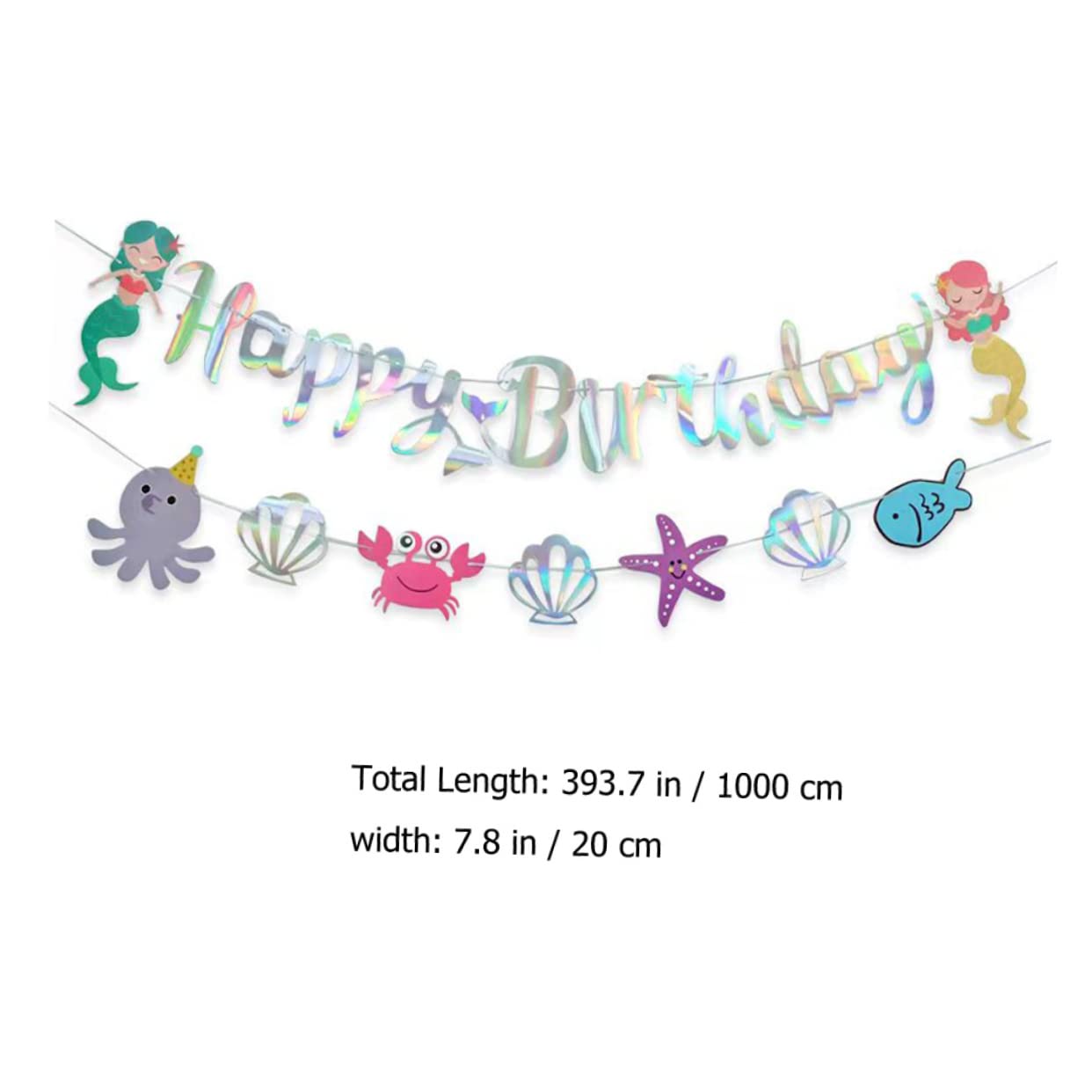 Toyvian 4pezzi Festa Compleanno Sirena Banner Decorativo Per Compleanno Bambina Decorazioni Per Feste Tematiche Sottomarine Facile Da Appendere e Rimovibile