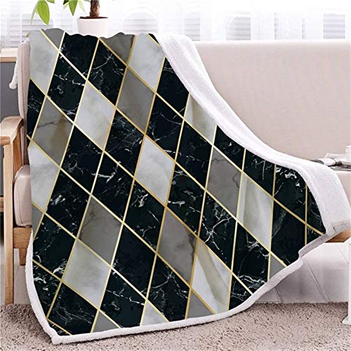 Blanket Marmordecke Geometrische Sherpa Decke Gold Grau-Bett-Sofa-Decke Weiche Bettwäsche 3D Animal (Color : 12, Size : 130cmx150cm)
