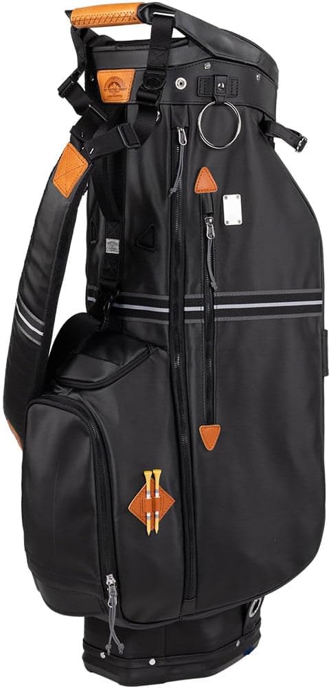 Sun Mountain Mid-Stripe 4-Way Cart Bag - Durable and Comfortable Golf Cart Bag with Eight Pockets for Storage - Features a Chrome Engravable Plate, Dual Tee Holders, and a Rain Hood