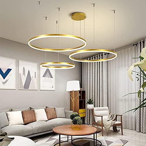 Suspension LED Cercle 76W Goeco – Moderne, Dimmable, Noir – Pour Salon