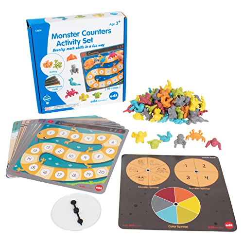 edxeducation Monster Counters Activity Set - Set of 36-10 Double-Sided Activity Boards - 3 Difficulty Levels - Learn Counting, Colors, Sorting and More