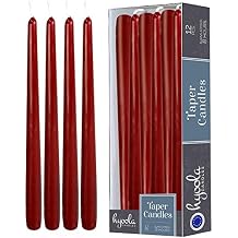 12 Pack Tall Taper Candles - 10 Inch Burgundy Dripless, Unscented Dinner Candle - Paraffin Wax with Cotton Wicks - 8 Hour Burn Time