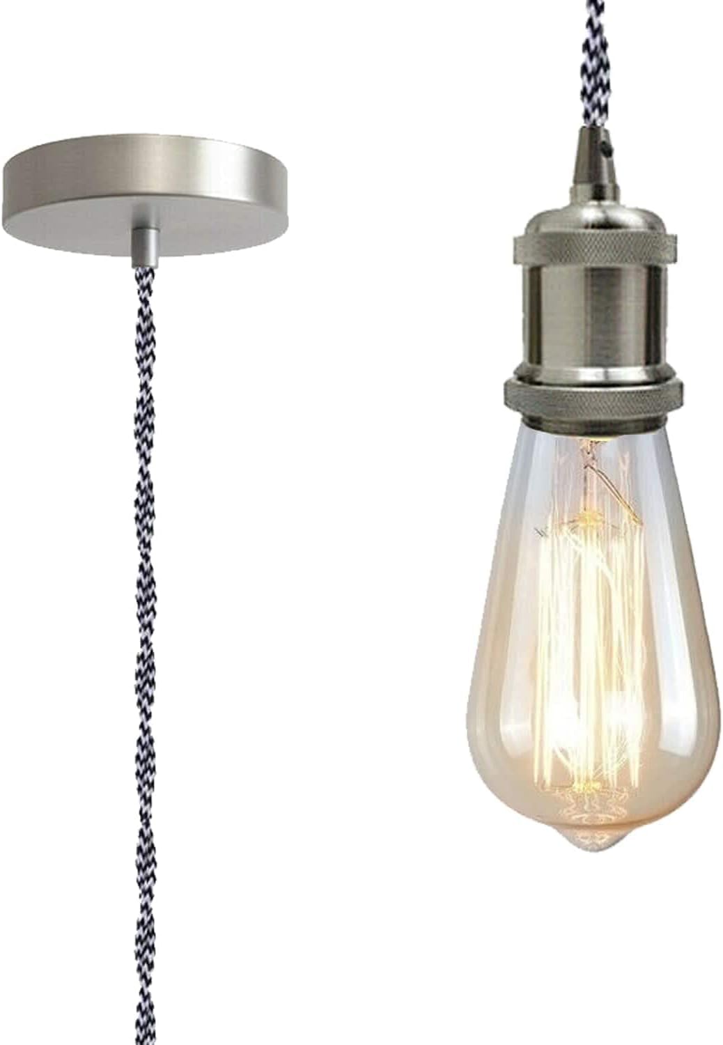 LEDSone Modern Ceiling Pendant Light Satin Nikal Metal Hanging Lamp with E27 Base 100 cm Adjustable Cable Suitable for Kitchen Living Room Bedroom Dining Room Bar Restaurant Café