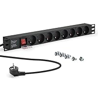 Multipresa Fascia 8 prese rackable 19" con interruttore, cavo 1,80 m,