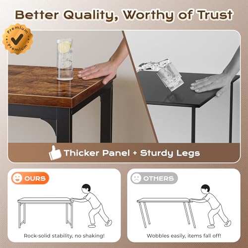 Image of Huuger 63 x 24 inch Desk with Power Outlets & USB-C, Deeper & Thicker Desktop, Robust Metal Tubes, Computer Desk, Heavy Duty Office Desk, Work Gaming Desk, for Home Office, Rustic Brown