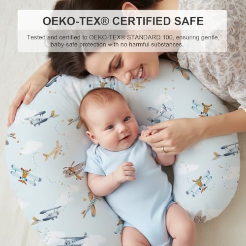Image of Little Grape Land Nursing Pillow Covers 2 Pack, Soft & Breathable Removable Breastfeeding Pillows Covers for Feeding Pillows, Nursing Pillow Slipcover for Baby Girls Boys, (Plane)