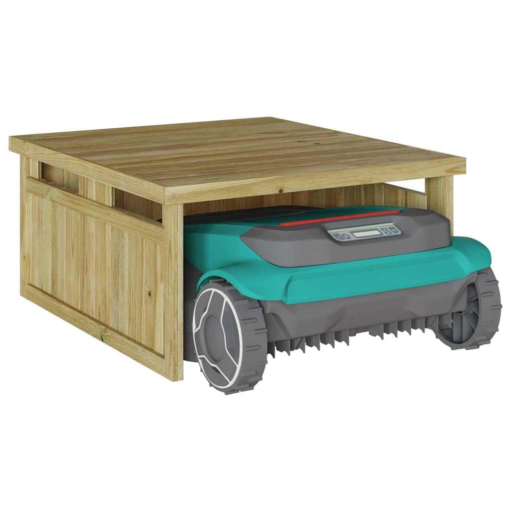 Cortacésped garaje de madera de pino impregnada marrón 73,5 x 81,5 x 38,5 cm rectangular para exteriores, jardín, terraza, espacio de almacenamiento, protección para herramientas de jardín