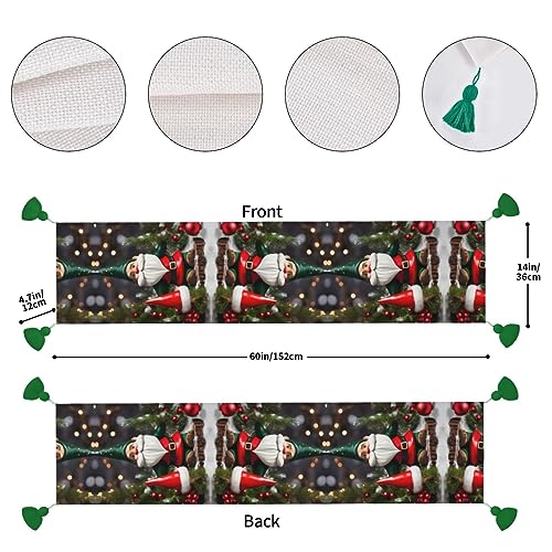 Chemin de table de salle à manger anti-rayures déco Noël nains