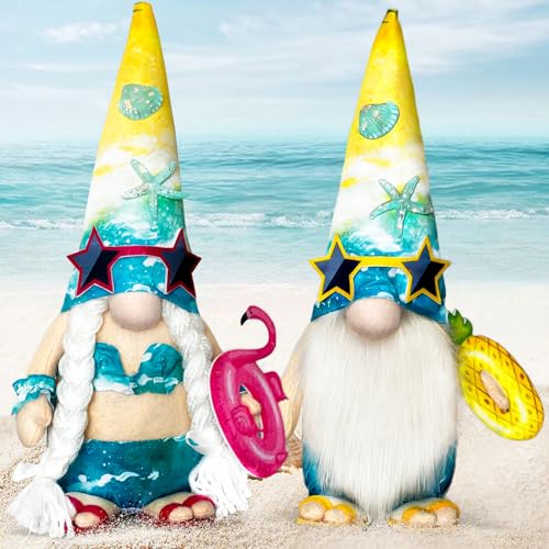 Beach Decorations for Office - Cute Summer Time Decorations for Home - Hawaiian Bikini Gnomes Plush Doll - Ocean Themed Decorative Decor Indoor Table Desk