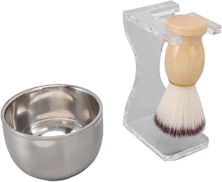 Generic 3 PCS Shaving Brush Set Shaving Brush Kit Holder with Acrylic Holder Bowl Nylon for Men Wet Gift